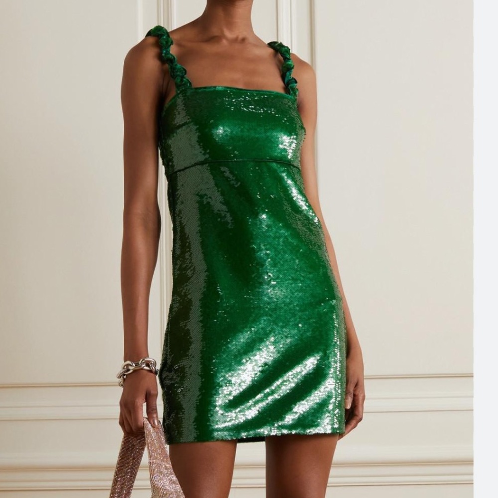 NWT GANNI green sequin mini dress
